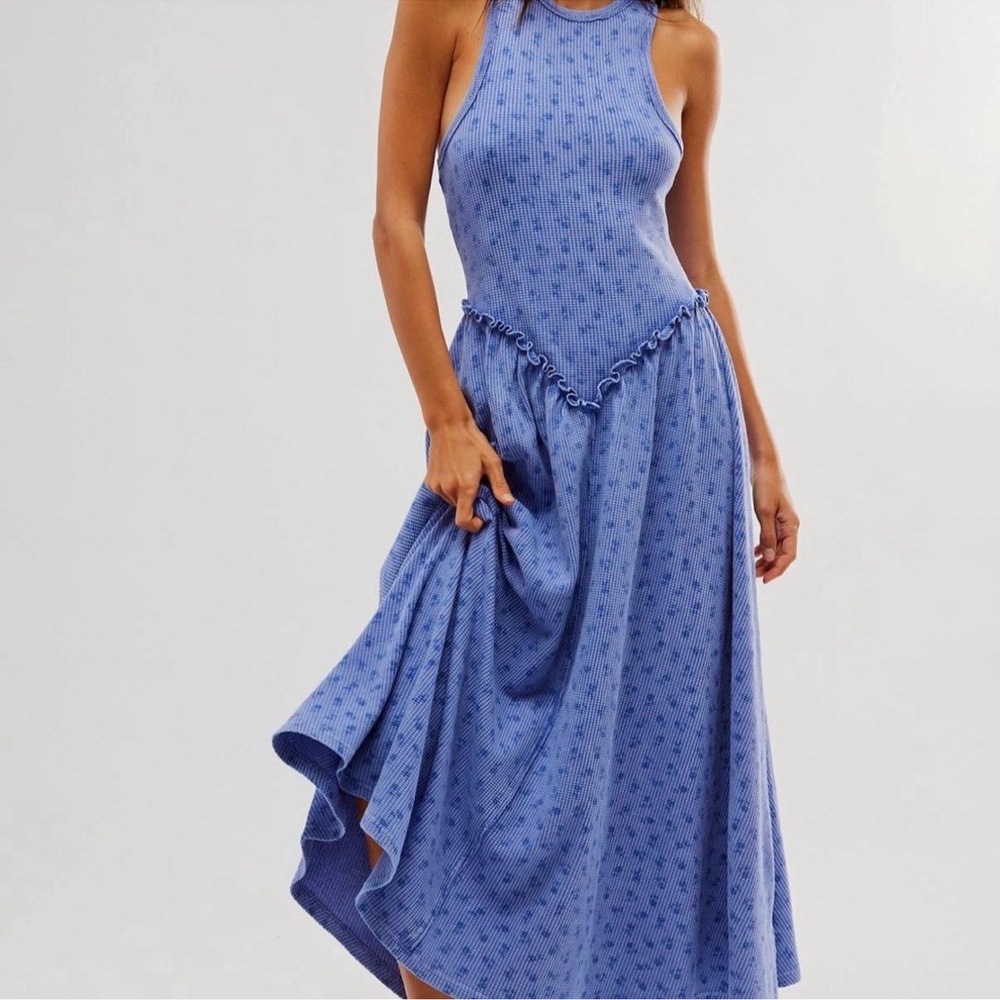 Free people blue floral drop waist dress